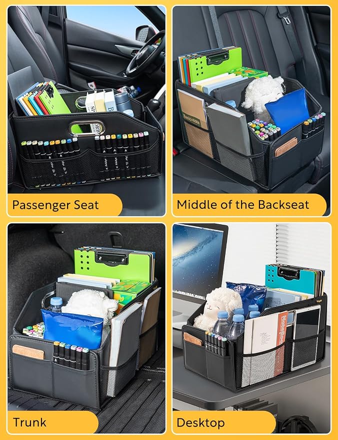 Car Seat Organizer for Front Seat and Back Saet for Travel Kids and Adults Car Office, 50 PCS Disposable 2 Gallon Car Trash Bags Hanging, Leak-proof, Odor Seal.