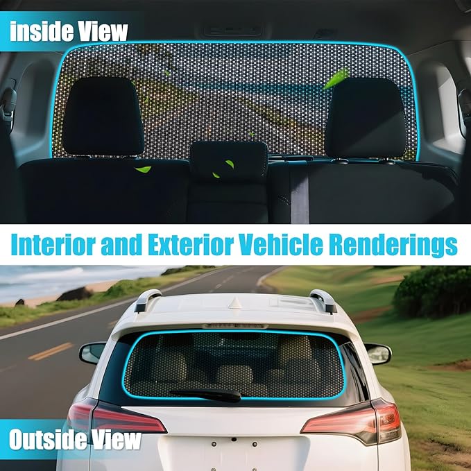 ZATOOTO Rear Window Sun Shade for Ford F150 2016-2024, Visible Back Windshield Shades for Safety Driving UV Rays Protection Reduce Heat Mesh Window Shade for Baby in Car