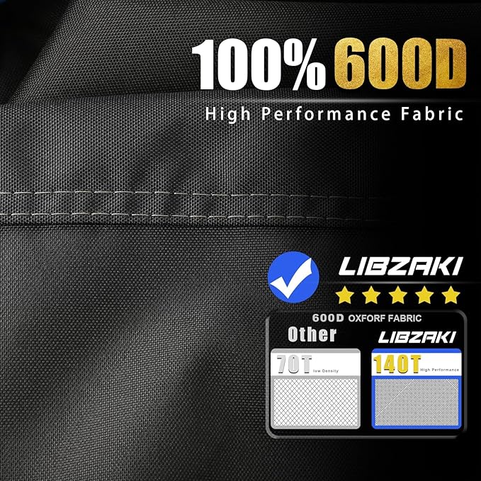 600D ATV Cover - Waterproof Heavy Duty Trailerable Quad Cover - All Season Weather Proof Outdoor UV Protection for Polaris, Kawasaki, Yamaha, Suzuki, Can-Am - Black