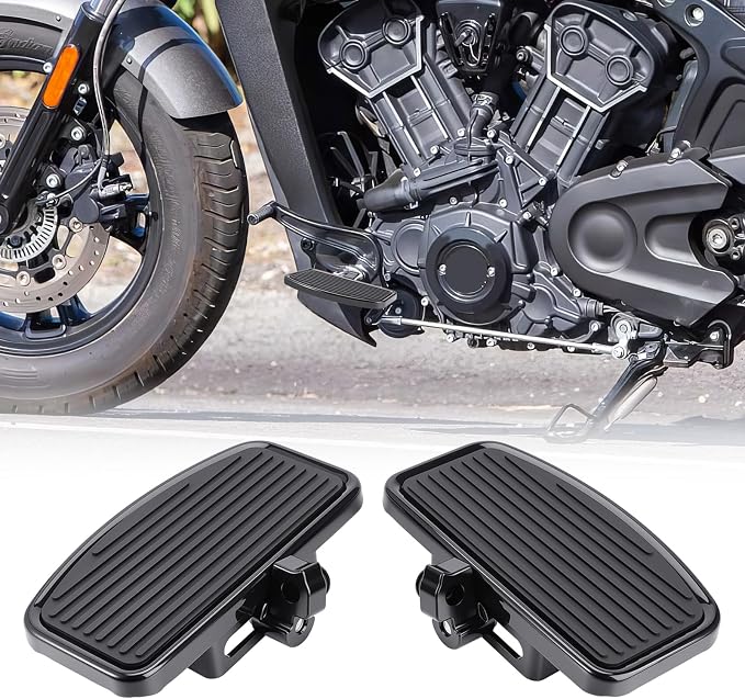 Motorcycle Rider Footboard Front Footpegs for Indian Scouts/Sixty/Bobber 2015-2024, Aluminum Anti-Slip Wide Foot Pegs Footrest Driver Floorboards Motorbike Highway Accessories (Black)