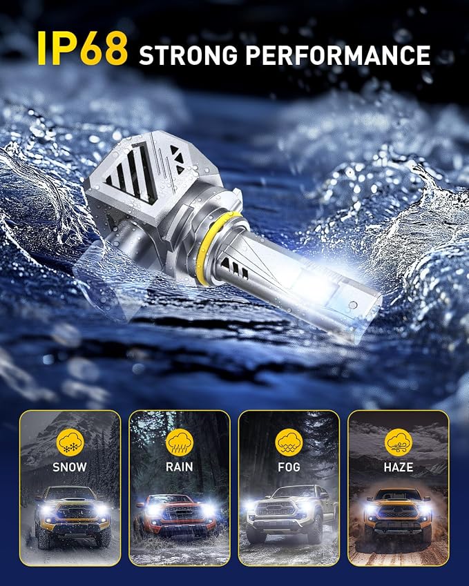 AUXITO 9006 Bulb HB4 Bulbs, 70000LM Brighter Ultra-Bright, Plug N Play, Long Lifespan, No Flicker, 99% Compatibility, 2PCS