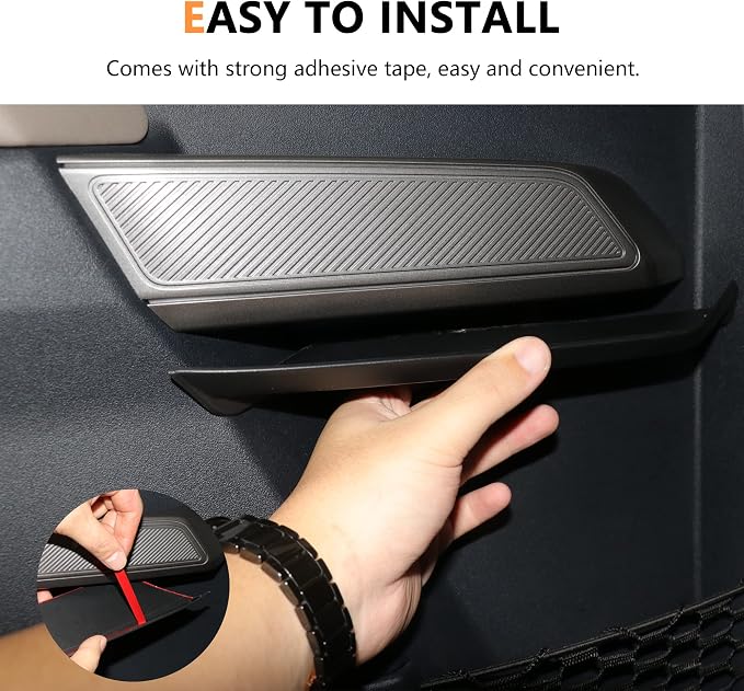 Rear Door Handle Storage Tray Organizer Box for 2021 2022 2023 2024 2025 New Ford Bronco 4 Door Interior Accessories Inner Side Door Handle Armrest Grab Insert Pockets Black 2 Pack