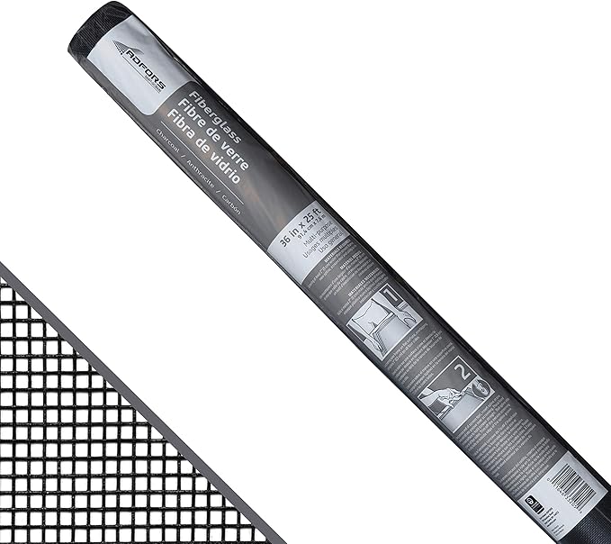 Saint-Gobain ADFORS Standard Screen, 36 Inches x 25 Feet Roll - Replacement Screen for Windows and Doors - Charcoal