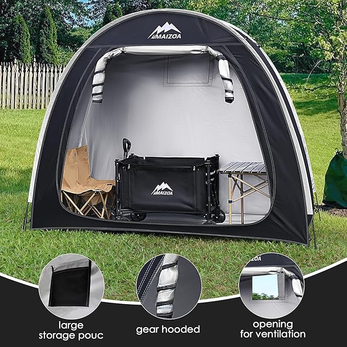 Bike Cover Storage Tent, Outdoor Portable Storage Tent, 210D Oxford Fabric PU4000 Waterproof for 2-3 Bikes, Suitable for Storing Bicycles,Motorcycles,Garden Tools,Lawn Mower,Various Tools