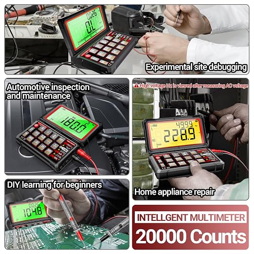 ANENG Multimeter,20000 Counts Digital Rechargeable Automotive Engine Analyzer with 300-19999RPM Tach,Dwell Angle,Duty Cycle,AC/DC Current,Voltage,Amp,Ohm,Flip LCD,Data Hold Tester for Car Diagnostics