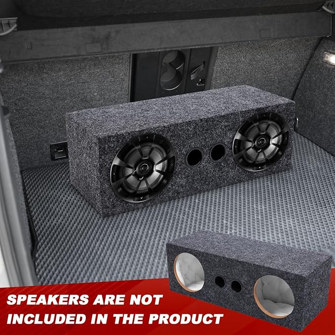 6.5 Inch Car Audio Enclosure Box, Sealed Covered Car Audio Vehicle Speaker Box with 2 Slot Port Vent for Improves Stereo and Sound System Accessories