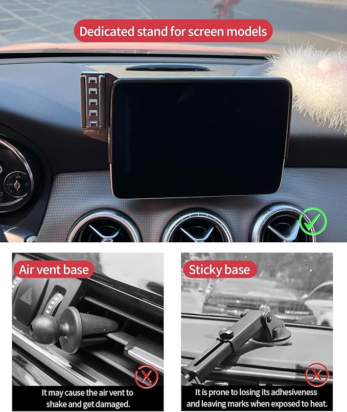 Wireless Charging Car Phone Holder for Mercedes Benz CLA-Class 2015-2019 / GLA-Class 2016-2020, 7/8" Screen Fixed Clip, 360° Rotation Car Phone Mount Compatible with MagSafe