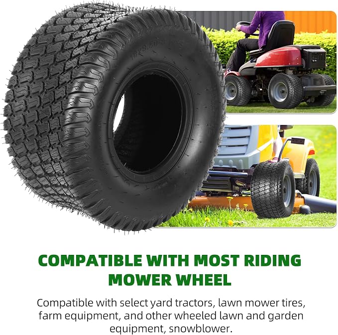 AR-PRO (2-Pack) 18x9.50-8 Lawn Mower Tires, Replacement 4 Ply Riding Lawn Mower Tire Tubeless, 1040 lbs Load Capacity, Fit for Most Riding Mower, Lawn Garden Tractors