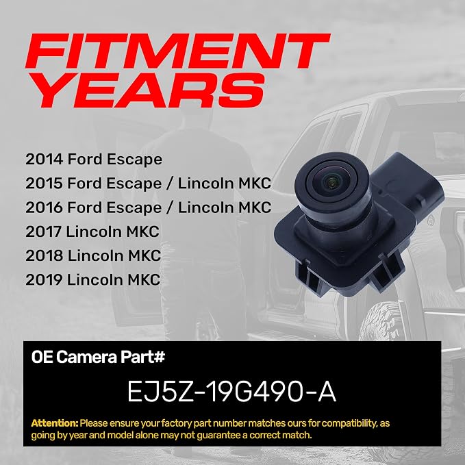 Master Tailgaters Replacement for Ford Escape (2014-2016) / Lincoln MKC (2015-2019) Backup Camera OE Part # EJ5Z-19G490-A