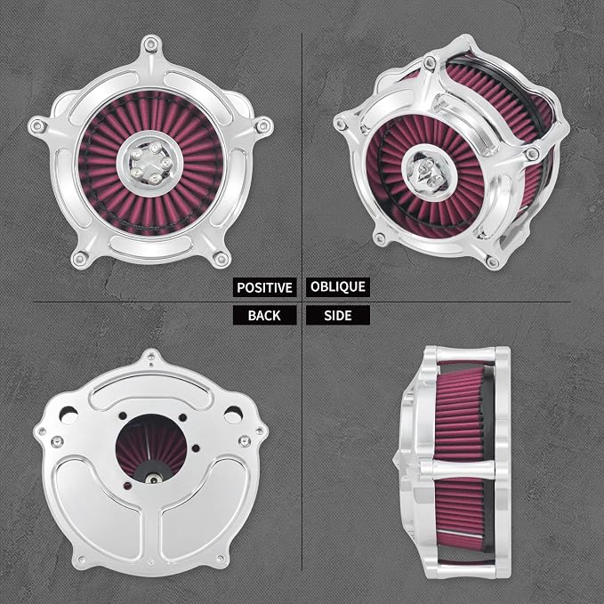 Air Cleaner Filter Aluminum Fit for Harley Touring Road King Street Glide Softail Sportster Dyna (Chrome Housing Red Element, A For Sportster XL 04-22)