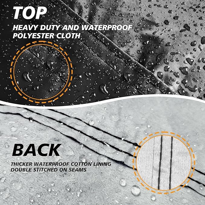 Motorcycle Cover Waterproof Outdoor,Cotton Fleece Lining and Heavy Duty Polyester Fabric Dirt Bike Cover,Scratch-Proof and Weatherproof,with Air Vent,Lock Holes,Fit for Harley,Honda,Yamaha,86.6x37x50
