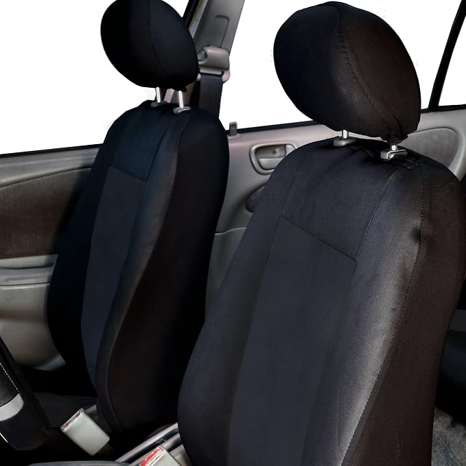 FH Group FB085114 +F11306 Premium Waterproof Seat Covers (Black) Full Set – Universal Fit for Cars Trucks & SUVs