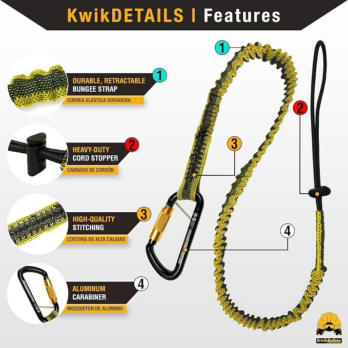 KwikSafety (Charlotte, NC) Heavy Duty Tool Lanyard 3 Pack & Diagonal Cutting Pliers PPE Accessory Bundle