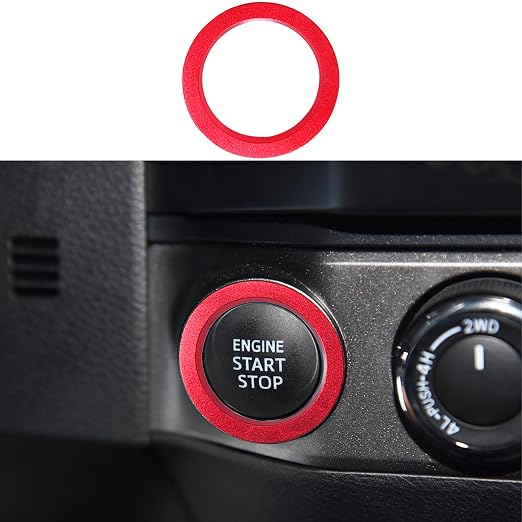 for Toyota Tacoma Accessories 2023 2022 2021 2020 with 8" or 7" Touchscreens Knob Covers - AC Vent Ring Button Knob Covers for Air Conditioner Volume Mirror Push Start Stop Button Trim 12Pcs (Red)
