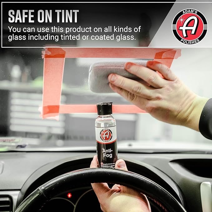 Adam's Polishes Anti-Fog (4 fl. oz) - Glass, Mirror, Shower Door, Visor, Lens Anti-Condensation Treatment | Long-Lasting, Easy Application | Safe for All Surfaces - Helmets, Visors, & Face Shields