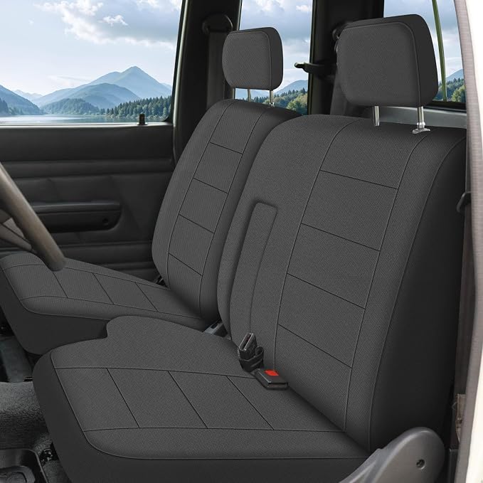 SAPUBK Front Seat Covers Replace for 1989-1994 Toyota Pickup 60/40 Bench Seat with Armrest Seat, Knitted Fabric Composite Soft Foam Lining Airmesh Breathable Seat Cover