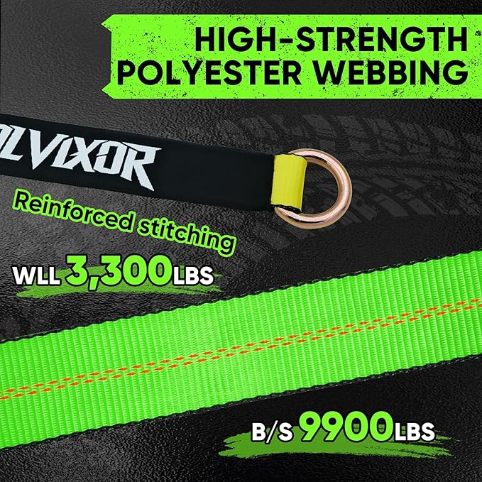 4 Pack Car Tie Down Straps for Trailers - 2" x 96" - 9900LBS Break Strength - Heavy Duty Tire Ratchet Straps with Flat Hooks for Hauling UTV, SUV, Truck, Any Cars