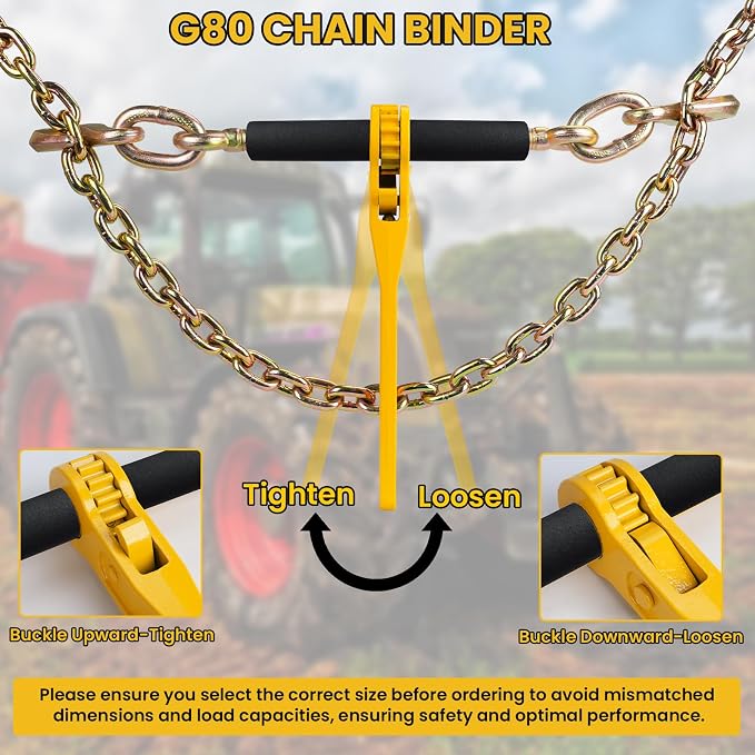 5/16"- 3/8" Ratchet Load Binders, 4Pack G80 Chain Binders 5/16 to 3/8 with G80 Clevis Grab Hooks, 5,400lbs WLL Heavy Duty Ratchet Binders for Transport Chain Tie Downs, Hauling, Towing