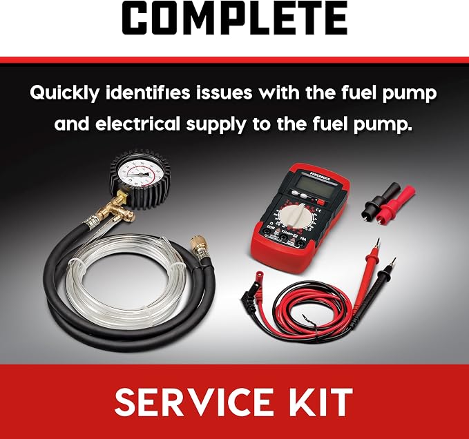 Powerbuilt Fuel System Diagnostic Kit, Pressure Test Gauge, Electrical System Issues, Adapters, Test Leads, Multimeter, Storage Case - 647959