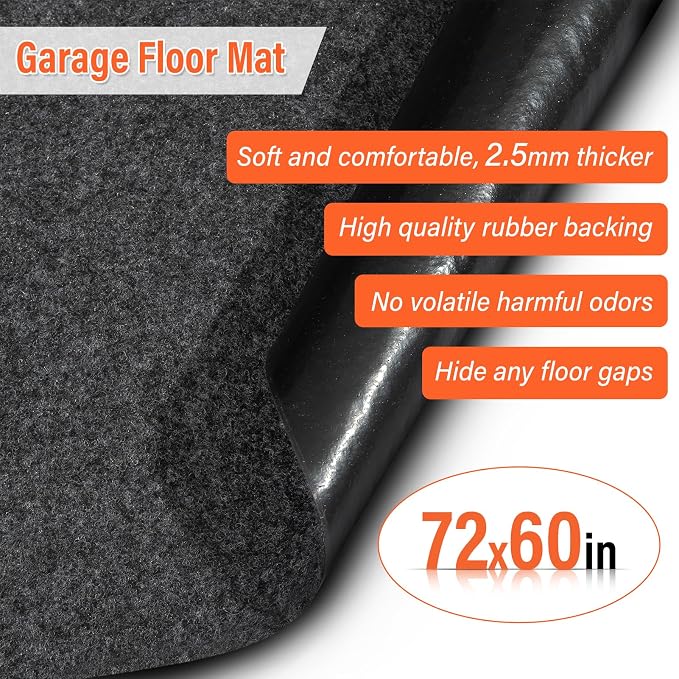 60 X 72 Inch Garage Floor Mat Under Car,Oil Spill Mat,Premium Maintenance mat,Waterproof Rubber Backing Layer Protects Garage Floor Surface
