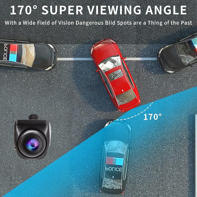 Car Backup Camera Monitor System Rear View Reverse Camera Waterproof Night Vision DIY Guide Lines LCD 1080P Display for Cars Truck Off-Road SUV Van Jeep UTV