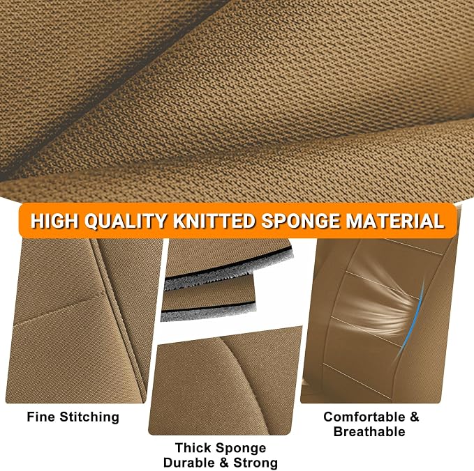 Truck Bench Seat Cover Compatible with 2005-2014 Toyota Tacoma with Large Notched, Tan