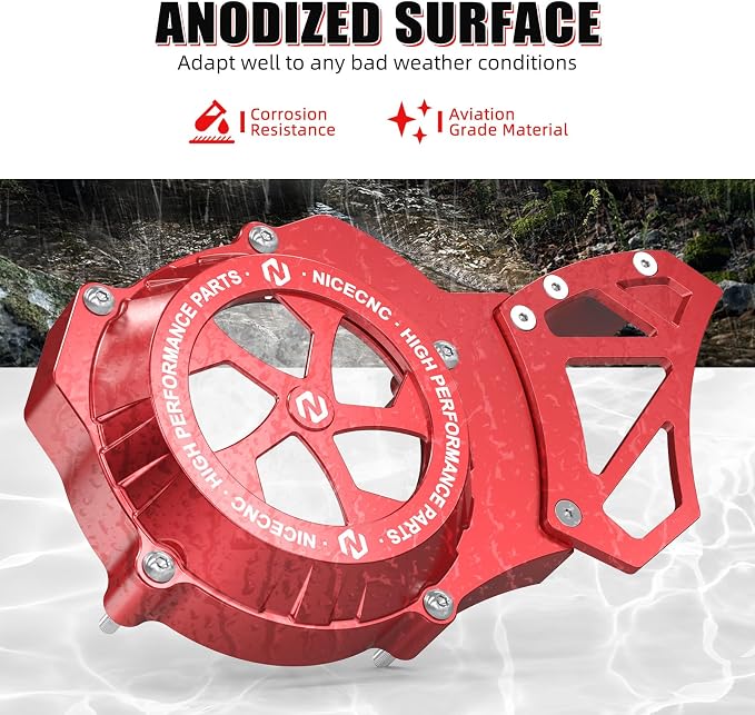 NICECNC Sprocket Protector Engine Crankcase Guard Compatible with Yamaha Blaster 200 YFS200 1988-2006, See Fitments, Replacement for 2XJ-15411-00-00 Red