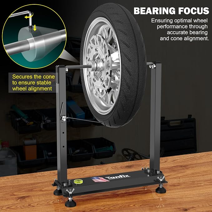 Motorcycle Wheel Balance Stand, Heavy-Duty Single-Axle Wheel Balancing Tool for Static & Dynamic Tire Alignment