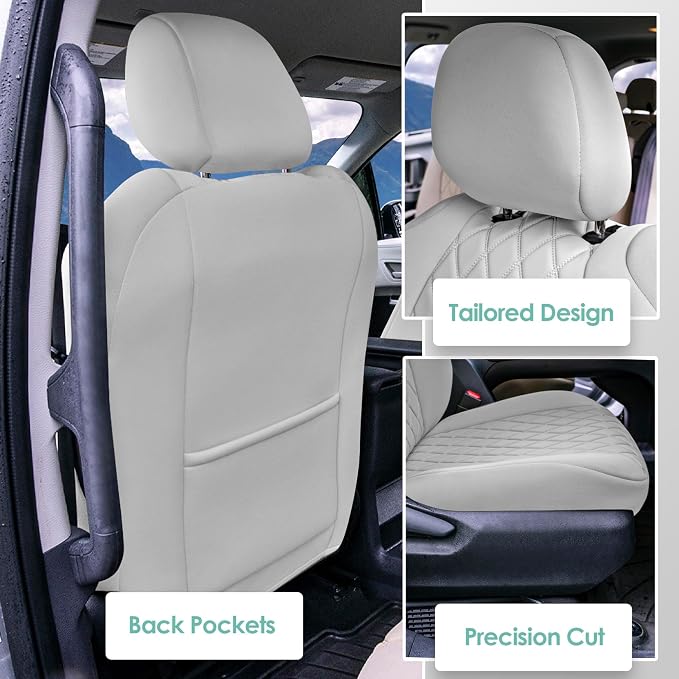 FH Group Custom Fit Car Seat Covers Specifically Made for Toyota Sienna 2021-2024, Solid Gray Ultraflex Neoprene Front Set Automotive Seat Covers, 7-8 Seater SUV Seat Covers, Toyota Accessories