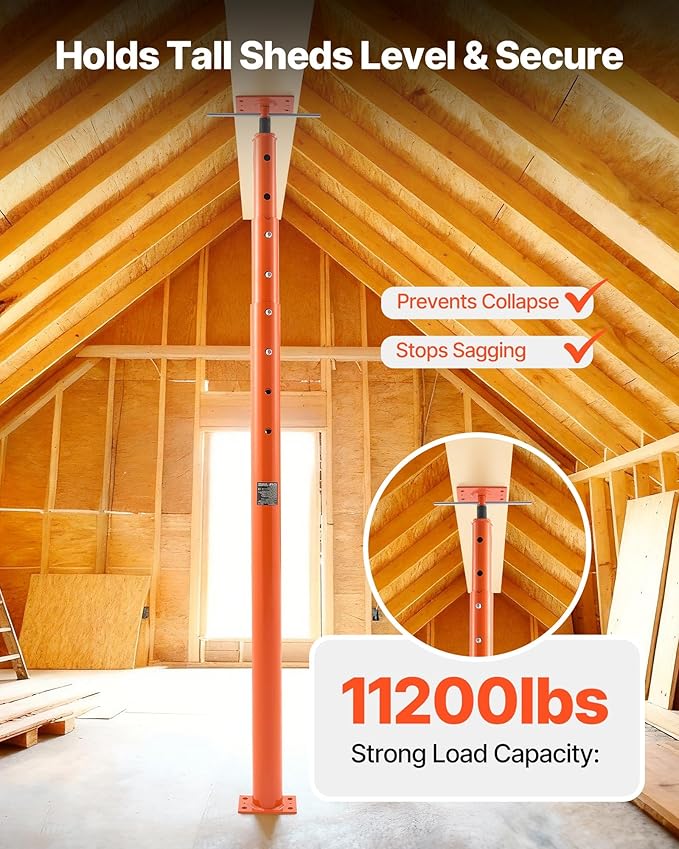 VEVOR House Floor Jacks, 2 Pack 54-150 Inch Height Range, 11200 lbs Max Load Capacity, Adjustable Support Beam Basement Jack Post Pole for Leveling, Lift Steel Telescoping Post for Temporary Support