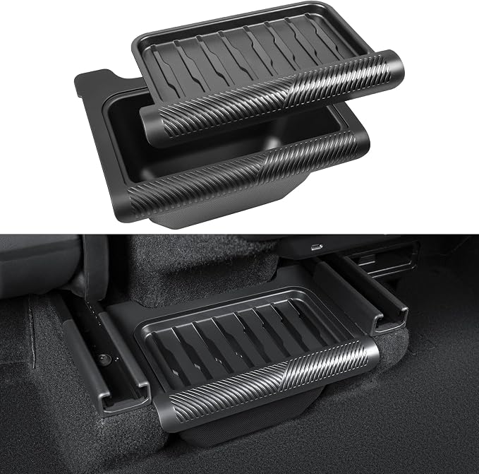 2026 New Model Y Juniper Backseat Trash Can Organizer TPE Storage Box with Anti-Slip Lid Cover Underseat Storage Tray for 2025-2026 Tesla Model Y Juniper Accessories