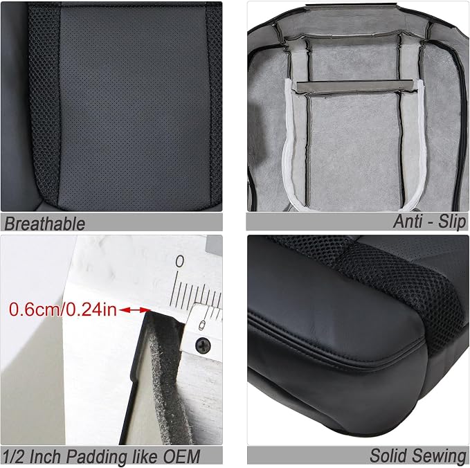 GXARTS 4PCS Driver and Passenger Side Bottom & Top Lean Back Replacemnet Perforated Leather Seat Cover Black Compatible with Ford F150 SVT Raptor 2010 2011 2012 2013 2014