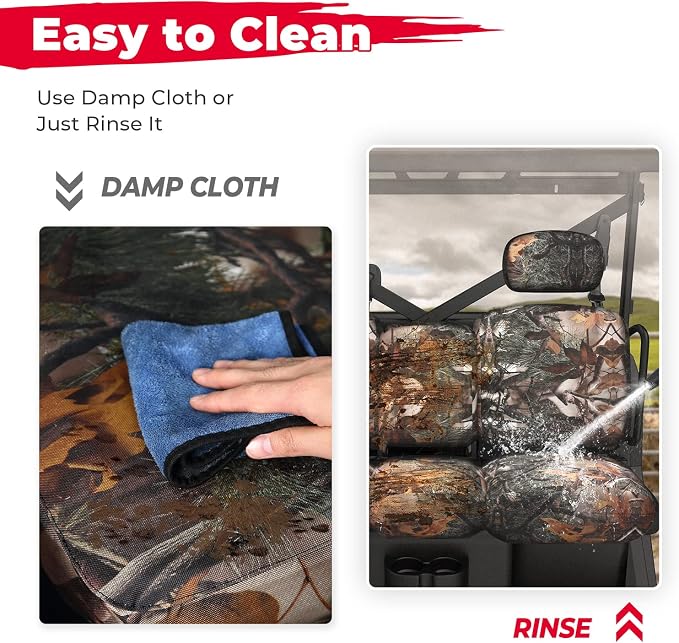 KEMIMOTO UTV Seat Covers Camo Split Bench Compatible with Can Am Defender | Scratch-resistant 1680D oxford fabric, Waterproof,Easy to Clean, hook and loop,w/Headrest Cover Front Two Doors Split Bench