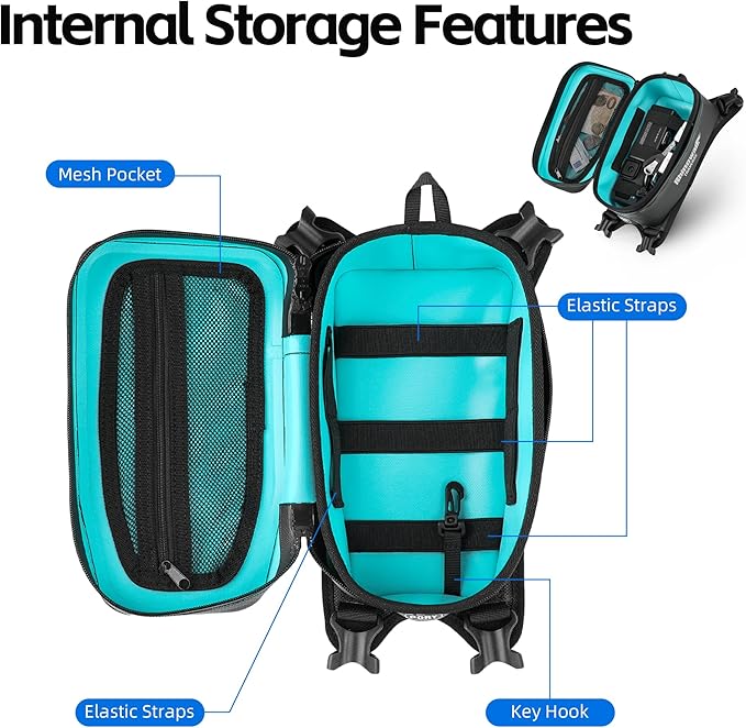 Rhinowalk Motorcycle Tank Bag Waterproof Motorbike Storage Bag with MOLLE System Cable Port Fits Honda Yamaha Suzuki Kawasaki Harley-Black