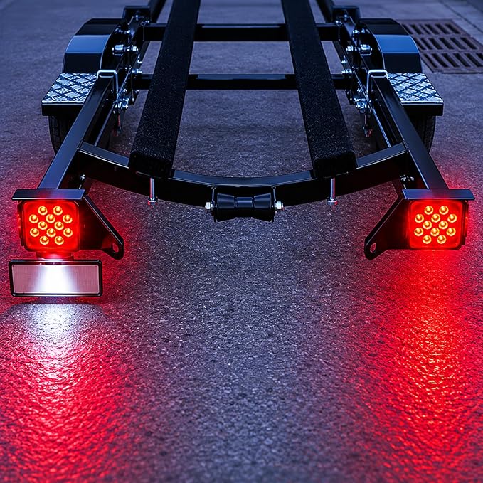 LIMICAR LED Trailer Light Kit - Stop Turn Tail & Side Marker Lights with 25FT Braided Wire Harness, Waterproof 12V Trailer Lights for Boat Utility Camper RV Trucks, Fits Trailers Under 80 Inches