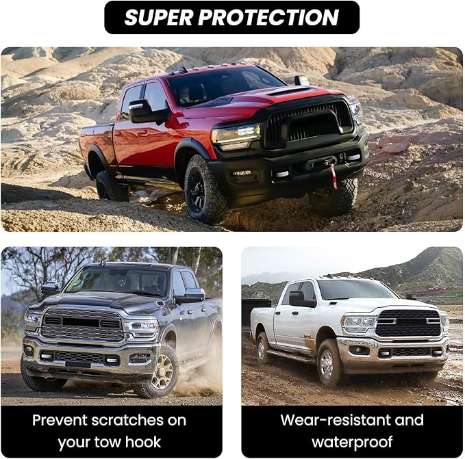 Front Tow Hooks Covers for RAM 2500/3500 2019-2026, Hitch Cover Customized Car Tow Hooks Compatible with RAM 2500/3500 Accessories 2019-2026 (White)