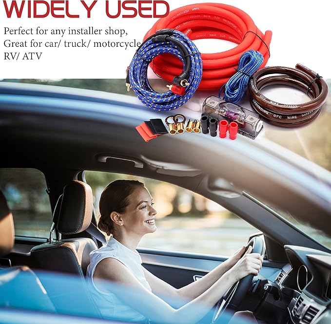 0 Gauge Amp Wiring Kit,3000 Watt Amplifier Sub Installation Kit Make Connections and Brings Power to Your Radio,Subwoofers and Speakers