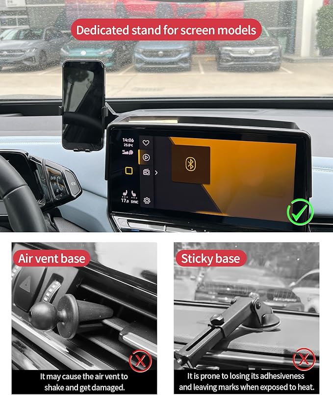Wireless Charging Car Phone Holder for Volkswagen ID.4 2021-2024, 12" Screen Fixed Clip, 360° Rotation Car Phone Mount Compatible with MagSafe