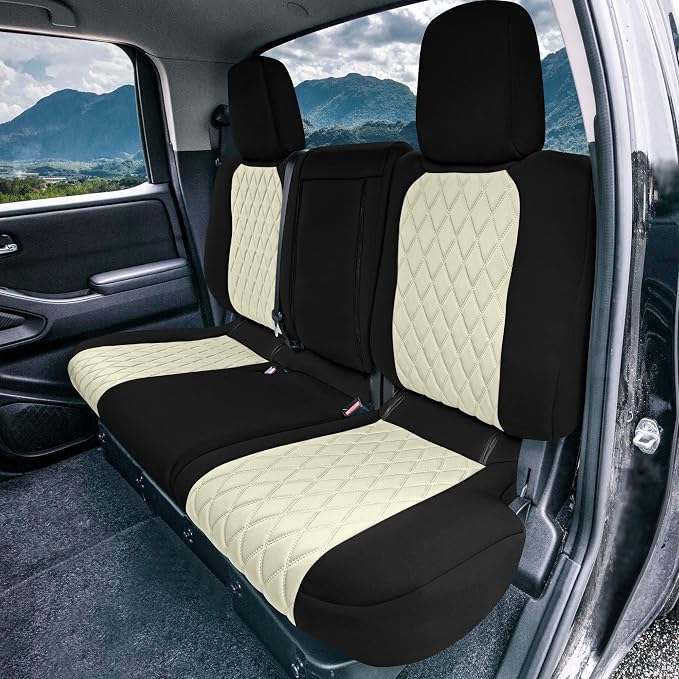 FH Group Custom Fit Car Seat Covers Specifically Made for 2022-2026 Nissan Frontier, Full Set Beige Ultraflex Neoprene Waterproof Automotive Seat Covers for Pickup Truck, Nissan Accessories