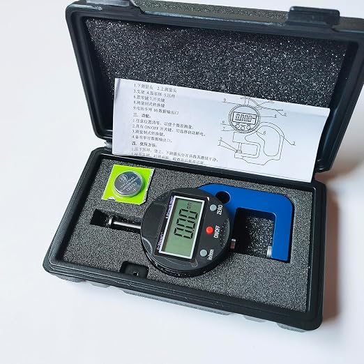 Digital Micrometer Measuring Indicator Measuring Range 0.0005‘’/0.01mm 0-20mm Measuring Indicator, Digital Thickness Gauge for Leather, Paper, Sheet Metal and More.