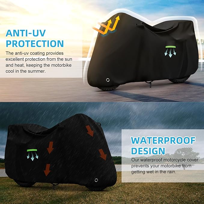 Motorcycle Cover Waterproof for BMW R1300GS/R1250GS/F900GS/Adventure with Trunk Model, Heavy Duty Outdoor Sun Rain UV Dust All Weather Protection Motorbike Cover with Soft Cotton Lining & Lock Hole