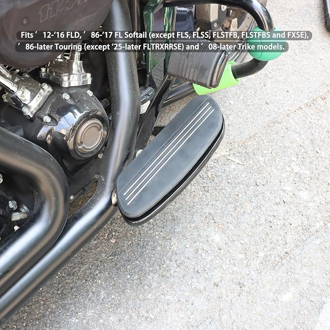 Streamliner Rider Driver Footboards Compatible with Harley Touring Road King, Street Glide, Electra Glide，Road Glide 1986-2024, Softail 1986-2017, FLD 2012-2016 Black