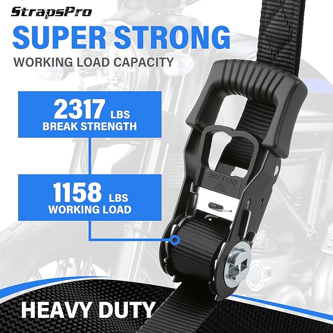 Ratchet Straps, 1'' x 15 FT - 2317 lb Break Strength Tie Down Straps Heavy Duty, 4 Pack Black Cargo Straps Ratcheting with Safety S Hook for Moving Appliances, Motorcycle, Trucks, Kayaks