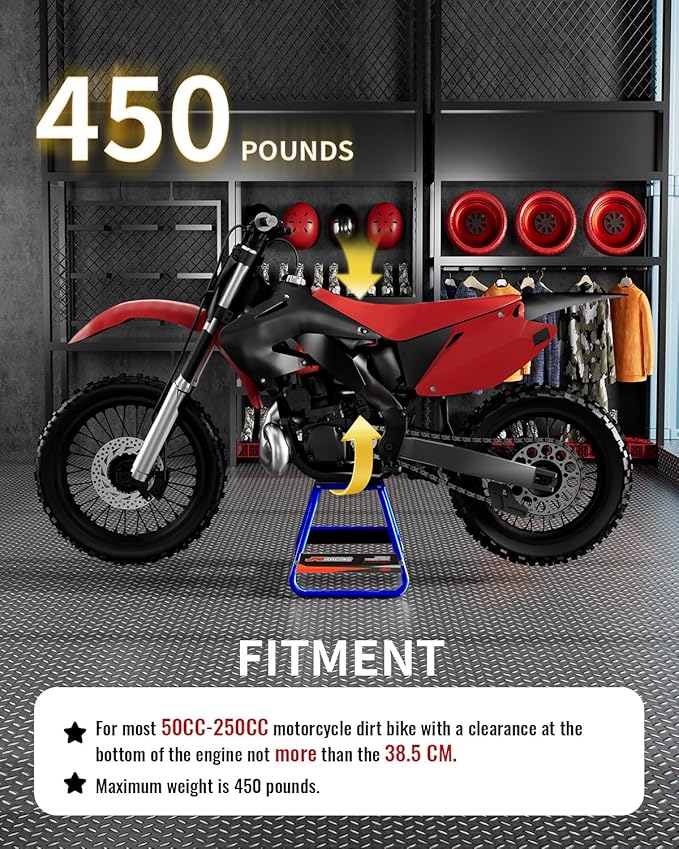 JFG RACING Dirt Bike Stand,Universal Detachable Powder Coated Anti Slip Off Road Steel MX Heavy Duty Dirtbike Maintenance Motorcycle Box Stand-Blue