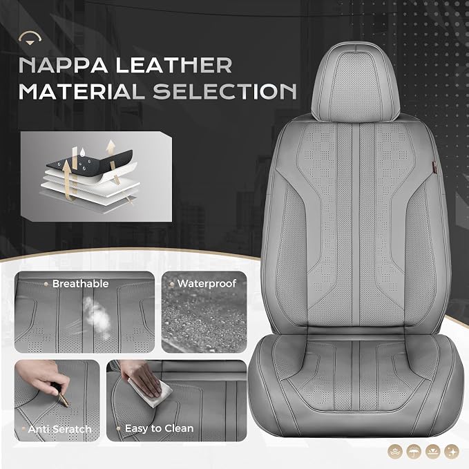 Coverado Car Seat Covers Full Set, Seat Covers for Cars, Front Seat Covers and Back Seat Cover Waterproof Leather Automotive Seat Cover, Universal Car Interior Protectors Cushion for Most Cars