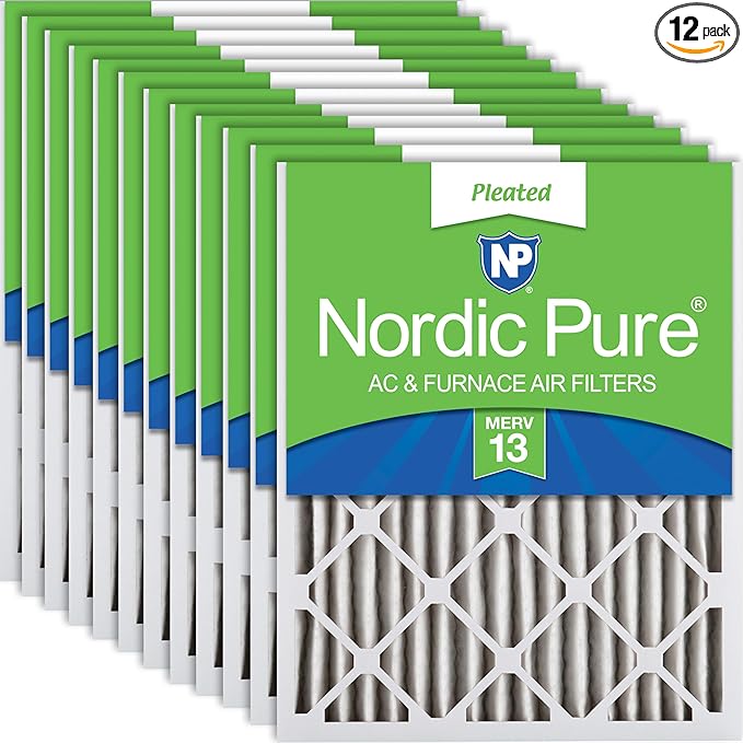 Nordic Pure 14x20x2 (Actual Size: 13 1/2 x 19 1/2 x 1 3/4) Pleated MERV 13 Air Filters 12 Pack