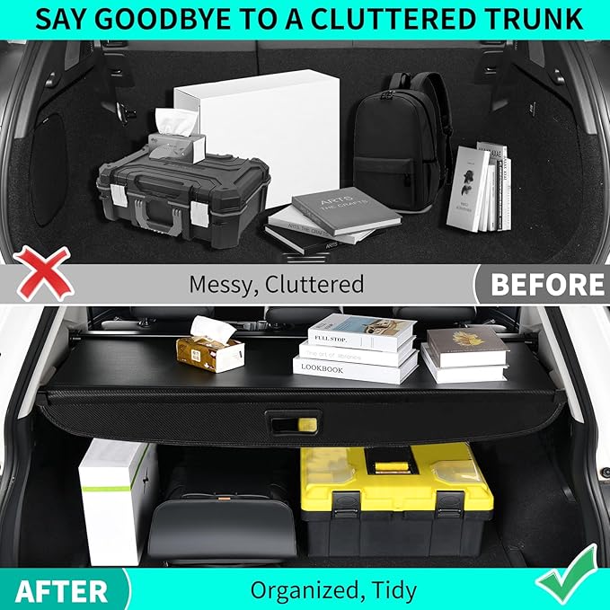 Tecoom Cargo Cover fit for Ford Bronco 2024 2023 2022 2021 Accessories, Retractable Rear Trunk Cover Luggage Security Shade, Anti-Peeping Privacy Screen Protector, Carbon Fiber Texture