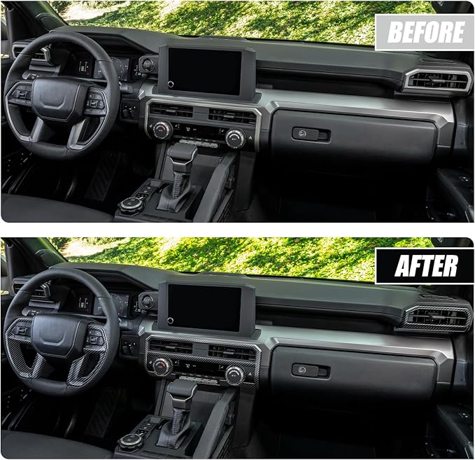 Carbon Fiber Interior Trim Kit for Toyota Tacoma 2024+ 4Runner 2025+ | Scratch & Stain Resistant · Sport Interior Upgrade · Covers Existing Scratches · Peel-and-Stick Installation