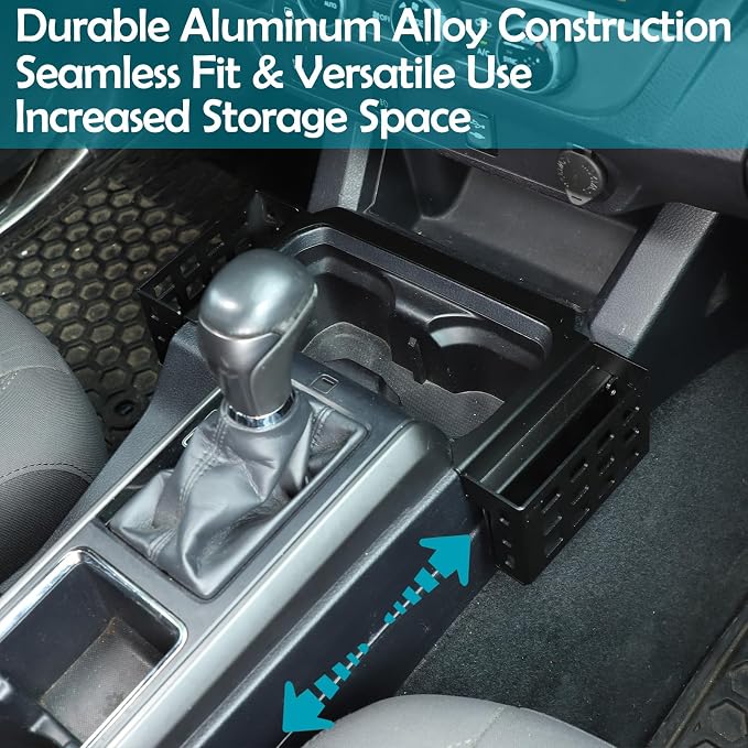 CHEAYAR Shifter Storage Box Fits for Toyota Tacoma 2016-2020 2021 2022 2023, Aluminum Alloy Center Console Gear Shift Side Tray Storage Organizer Box, Auto Interior Storage 3rd Gen Tacoma Accessories