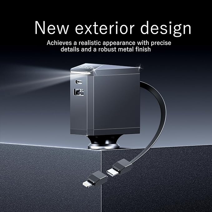 USB C Car Charger, 217W Max Ultra-Compact Type-C Fast Charger with Built-in Retractable Cable Car Adapter and iPhone Adapter for iPhone 15/14 Series,Samsung S24/S23, MacBookPro/Air, iPad, and More